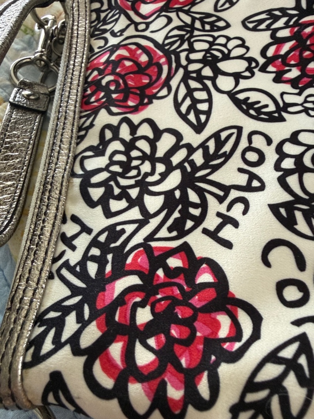 Coach Poppy Floral Graffiti Wristlet, - Picture 10 of 12